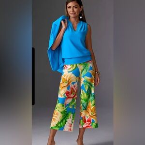 Boston Proper Coachella Travel Wide-Leg Tropical Floral Crop Pant Woman Size SM